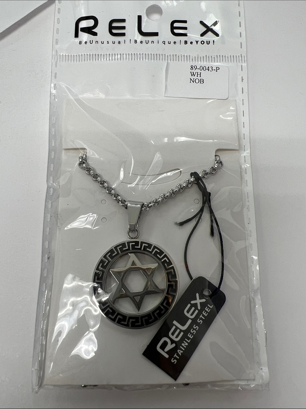 Reflex Silver and Black Star of David Pendant on Chain